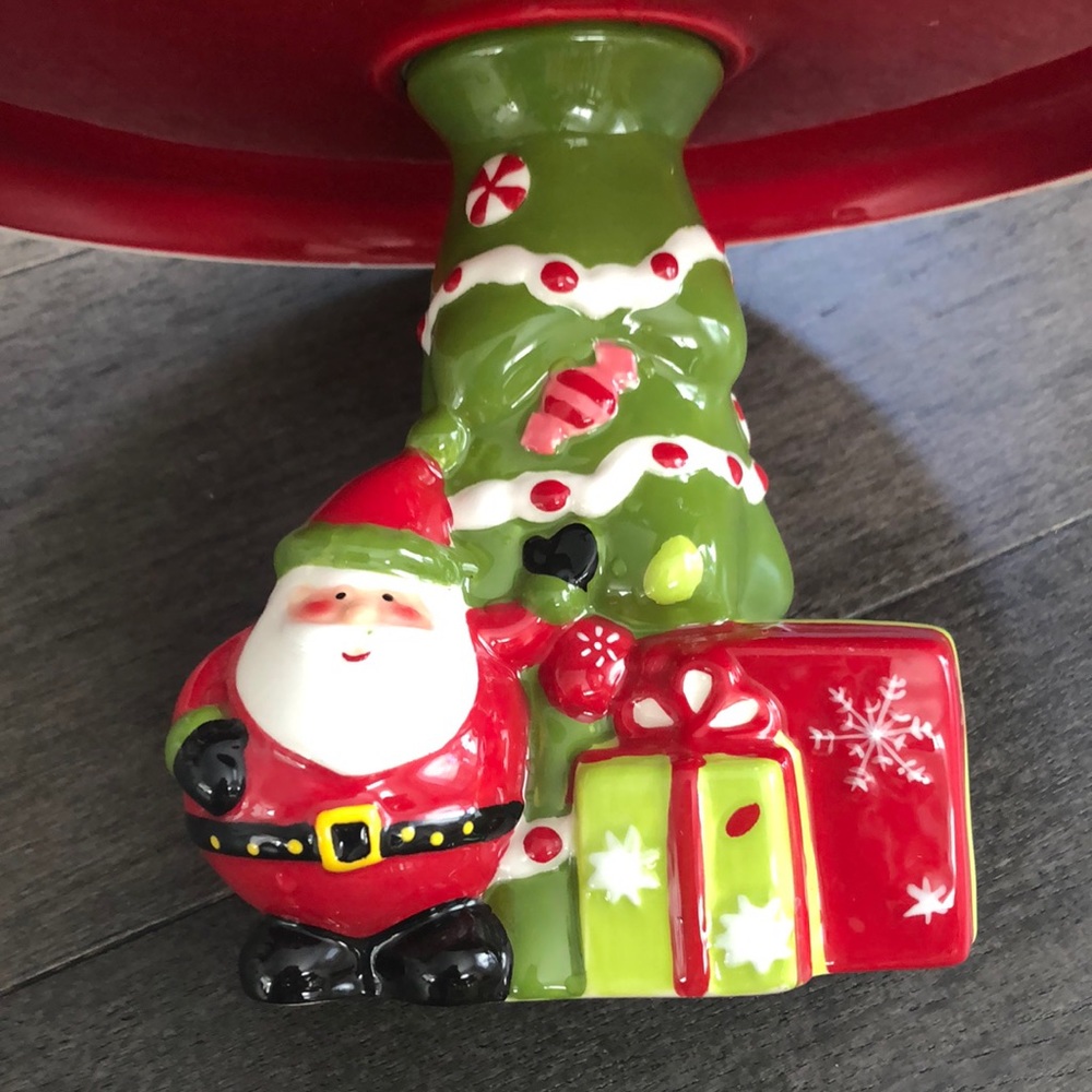 Ceramic Holiday Christmas Cake Plate Stand - Picture 4 of 8